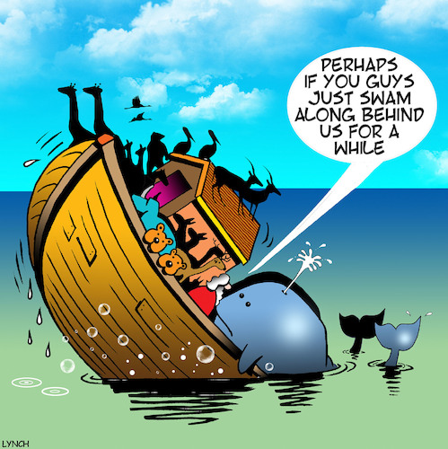 Cartoon: Top heavy (medium) by toons tagged noahs,ark,whales,bible,stories,animals,noahs,ark,whales,bible,stories,animals