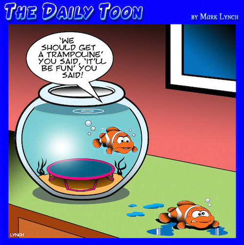 Cartoon: Trampoline (medium) by toons tagged trampolining,fish,tank,bowl,trampolining,fish,tank,bowl