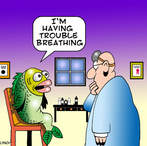 Cartoon: trouble breathing (medium) by toons tagged doctor,fish,vet,surgery,nurse,medical
