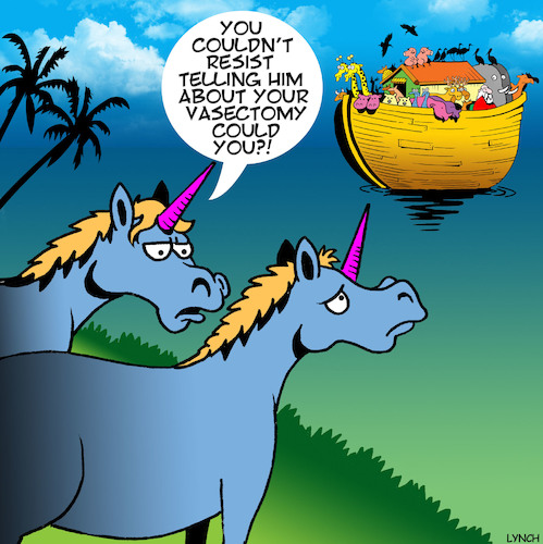 Cartoon: Vasectomy (medium) by toons tagged unicorns,vasectomy,noahs,ark,animals,unicorns,vasectomy,noahs,ark,animals