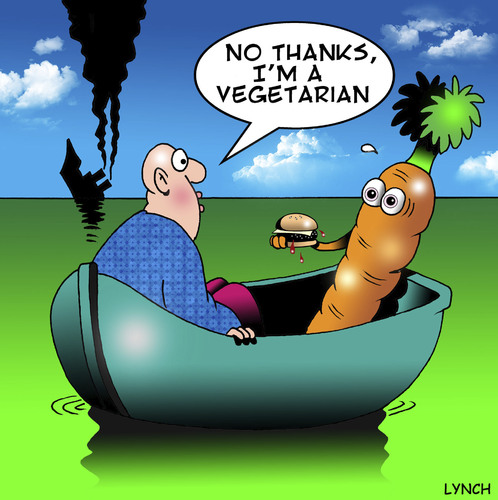 Cartoon: Vegetarian (medium) by toons tagged vegetarian,carrots,stranded,vegetables,marooned,diet,hamburger,ships
