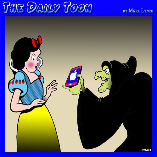 Cartoon: Wicked witch (medium) by toons tagged iphone,poison,apple,snow,white,smartphones,wicked,witch,nursery,rhymes,iphone,poison,apple,snow,white,smartphones,wicked,witch,nursery,rhymes