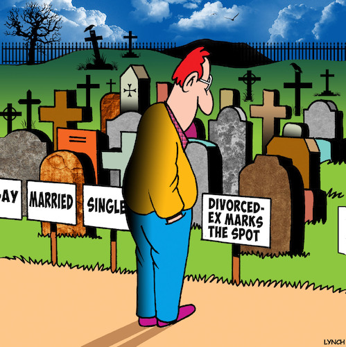 Cartoon: X marks the spot (medium) by toons tagged cemetary,death,ex,husband,graveyard,cemetary,death,ex,husband,graveyard