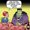 Cartoon: A man of many parts (small) by toons tagged frankenstein,halloween,online,dating,marriage,love,social,media,website,first,date,relationships,stem,cell,research