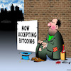 Cartoon: Bitcoins (small) by toons tagged bitcoins,alternative,currency,begging,tramp