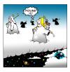 Cartoon: golfing gods (small) by toons tagged golf,sport,heaven,god,angels,hole,in,one,universe,afterlife,caddy,courses