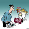 Cartoon: Hello turkey (small) by toons tagged thanksgiving,turkey,food,poultry,supermarket,shopping