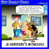Cartoon: Jehovahs witnesses (small) by toons tagged plant,based,meat,vegetarians,vegans,cows,bovine,jehovahs,hereford