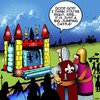 Cartoon: Jumping castles (small) by toons tagged jumping castles castle siege medieval catapult history armies playground equipment childrens