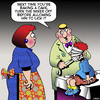 Cartoon: Lick the spoon (small) by toons tagged baking,cake,licking,the,spoon,kitchen,utensils,casualty,ward,doctors,bandages