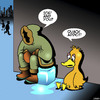 Cartoon: Quack addict (small) by toons tagged drugs,addictions,rehab,crack,addict,ice,ducks,eskimos,animals,birds