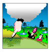 Cartoon: thanks god (small) by toons tagged god,golf,priest,bishop,clergy,sport,hole,in,one,clubs,ball