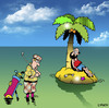 Cartoon: the lost ball (small) by toons tagged golf desert island sport marooned castaway links clubs ball