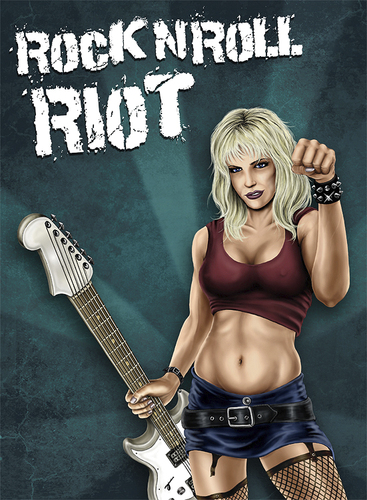 Cartoon: RocknRoll Riot (medium) by toonsucker tagged rock,music,girl,guitar,scene,blonde,sexy,loud