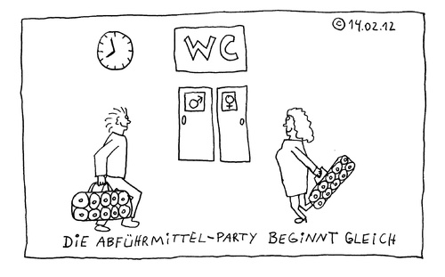 Cartoon: Abführmittelparty (medium) by Müller tagged klopapier,abführmittel,laxantia