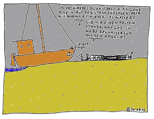 Cartoon: Archimedes (medium) by Müller tagged archimedes,universum,schiff,flaschenzug