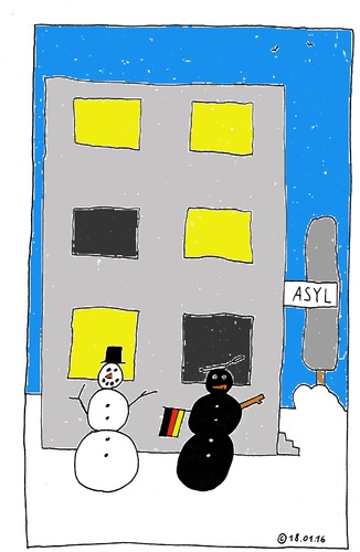 Cartoon: Asyl (medium) by Müller tagged asyl,flüchtlinge,refugee,deutschland,germany