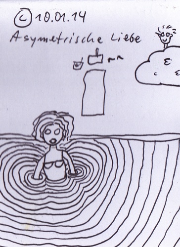 Cartoon: Asymetrische Liebe (medium) by Müller tagged liebe,asymetrisch,mädchen,frau,badende,spanner