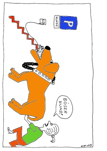 Cartoon: Böser Hund (medium) by Müller tagged hund,hundeparkplatz,einkaufmithund