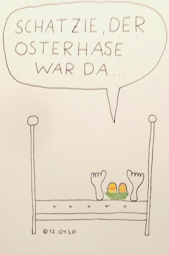 Cartoon: Der Osterhase war da (medium) by Müller tagged osterhase,imbett