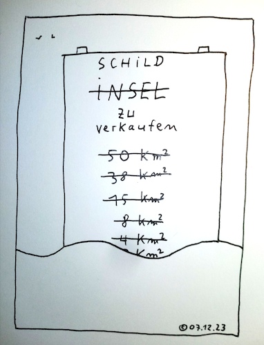 Cartoon: Insel zu verkaufen (medium) by Müller tagged insel,schild