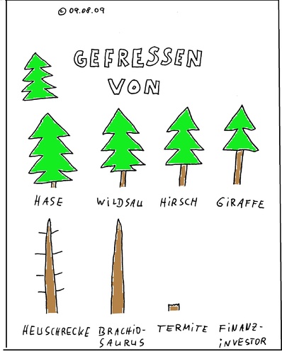 Cartoon: Mahlzeit (medium) by Müller tagged raubbau,ernte,wald