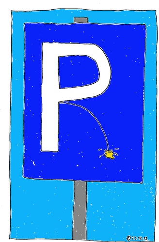 Cartoon: P (medium) by Müller tagged verkehrszeichen,parken,pissen