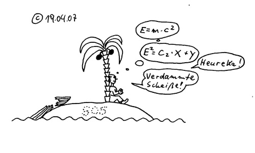 Cartoon: Robinson Archimedes Einstein (medium) by Müller tagged insel,robinson,archimedes,einstein,heureka