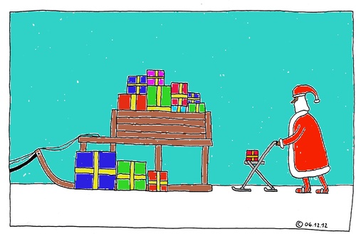 Cartoon: Santa Senil (medium) by Müller tagged santa,weihnachtsmann,senil,santaclaus