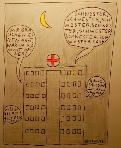 Cartoon: Schwester Schwester Schwester (medium) by Müller tagged hospital,nacht,schwester
