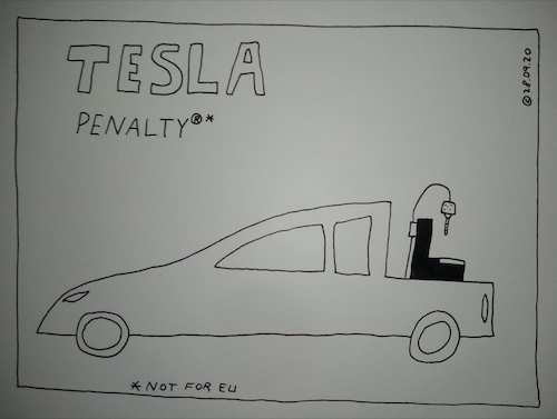 Cartoon: Tesla Penalty (medium) by Müller tagged tesla,penalty