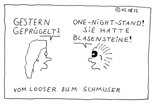 Cartoon: Vom Looser zum Schmuser (medium) by Müller tagged blasensteine,prügelei,veilchen
