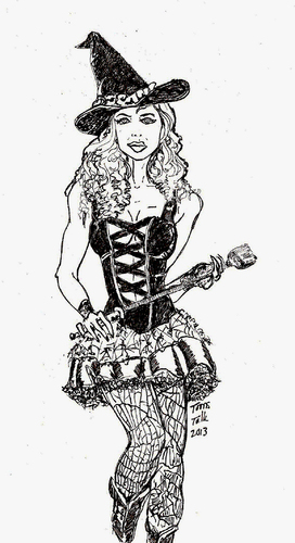 Cartoon: BOO (medium) by Toonstalk tagged witch,halloween,black,magic,broom,spells,sexy,costume,erotica,dressup