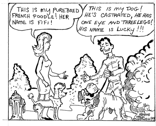 Cartoon: DOG INTRODUCTIONS (medium) by Toonstalk tagged dogs,males,females,handlers,pets,names
