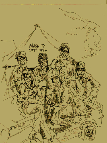 Cartoon: MASH TV (medium) by Toonstalk tagged mash,comedy,tv,cast,hawkeye,trapper,hotlips,radar,frank,burns,col,1974