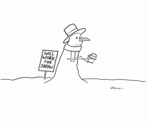 Cartoon: Work for snow (medium) by tiefenbewohner tagged schneemann,arbeit,schnee,armut,wirtschaftskrise,winter,2010