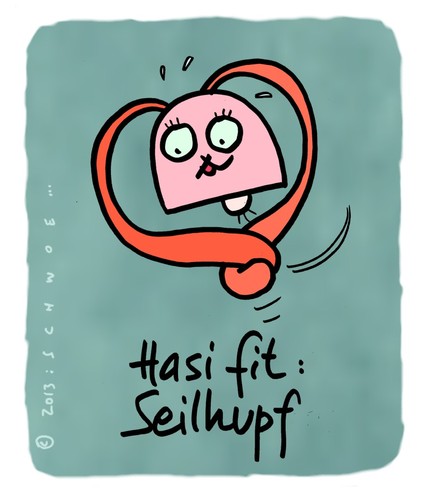 Cartoon: Hasi 105 (medium) by schwoe tagged hasi,hase,roapskipping,seilspringen,fit,fitness,training
