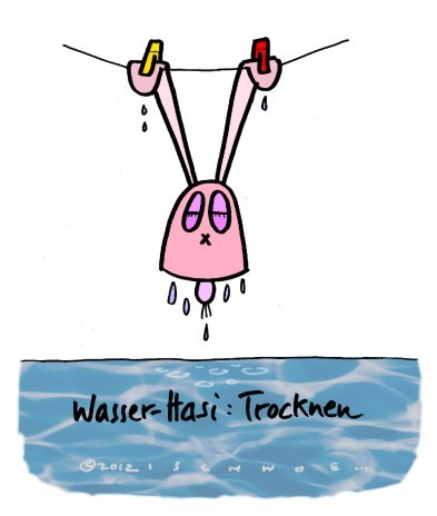Cartoon: Hasi 41 (medium) by schwoe tagged hasi,hase,trocknen,wasser,wäscheleinewäscheklammer