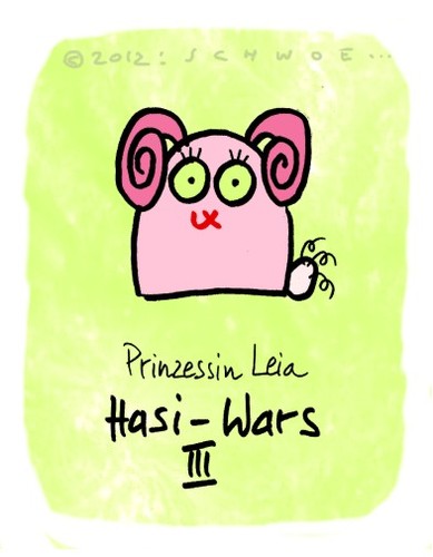 Cartoon: Hasi 68 (medium) by schwoe tagged hasi,hase,starwars,prinzessin,leia,frisur