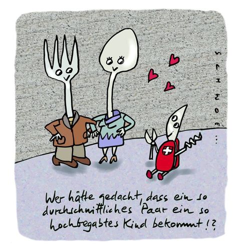 Cartoon: Hochbegabt (medium) by schwoe tagged hochbegabt,begabung,genie,talent,vererbung,eltern,kind