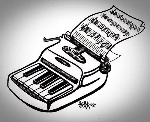 Cartoon: Musical Typewriter (medium) by majezik tagged typewriter,musicalnote,music,trebleclef