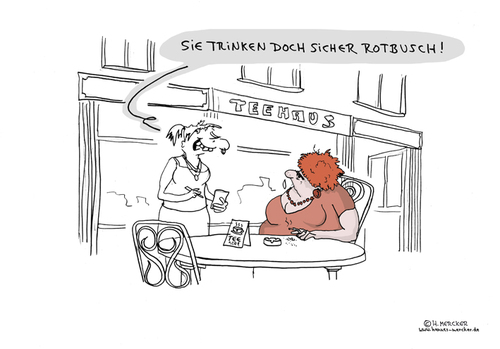 Cartoon: Vorm Teehaus (medium) by H Mercker tagged bedienung,frage,frau,frisur,getränke,haare,oma,rot,rotbusch,rotschopf,tee,teegeschäft,teehaus,teeladen,trinken
