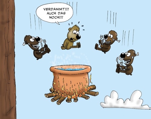 Cartoon: Kannibalismus (medium) by Mangkor tagged lemminge,gourmet,schwarzer,humor,satire,cartoon