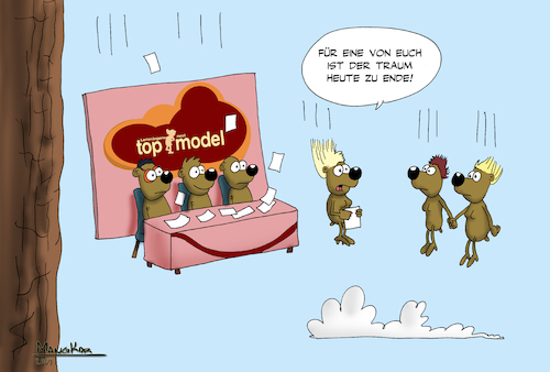Cartoon: Lemmings next Topmodel (medium) by Mangkor tagged klum,tv,casting,topmodel,fernsehen