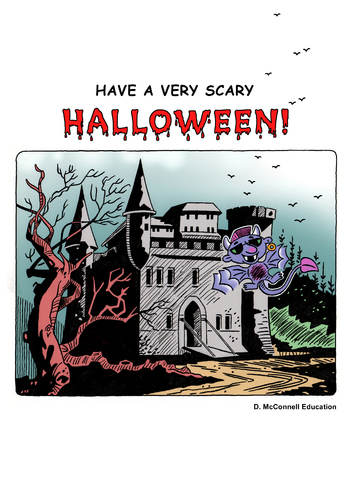 Cartoon: Halloween 2011 (medium) by piro tagged halloween,bats,spooky,scary,holiday,castle,haunted,house