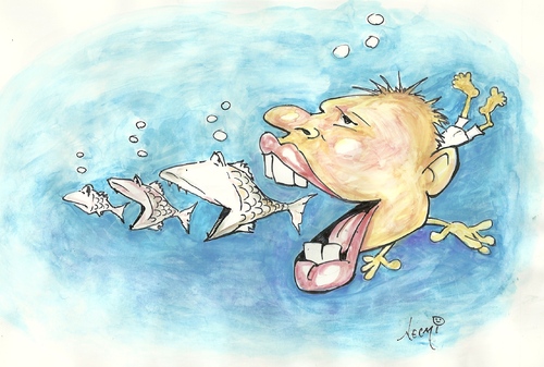 Cartoon: fish (medium) by necmi oguzer tagged fish
