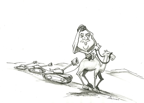Cartoon: Gabriel von Arabien (medium) by necmi oguzer tagged deutschland,waffenexporte,waffen,terror,krieg,arabien