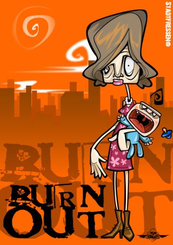 Cartoon: burn out mom (medium) by bkopf tagged bkopf,burn,out,stadtfressen
