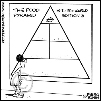 Cartoon: Third worlds Food Pyramid (medium) by Piero Tonin tagged famine,hungry,hunger,world,third,pyramid,food,tonin,piero