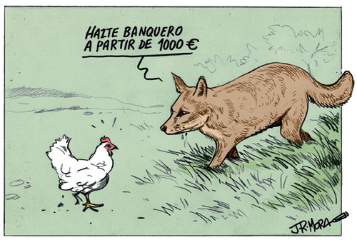 Cartoon: Banquero (medium) by jrmora tagged dinero,acciones,banco,money,inversiones,bank